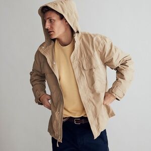 Madewell Hooded Utility Jacket Zip Up Gorpcore Tan Driftwood Military‎ size XL